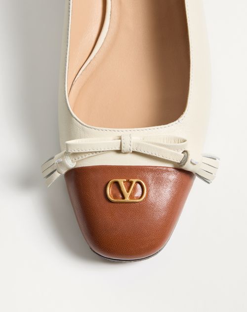 Valentino Garavani - Valet Du Roi Kidskin Ballerina 25mm - Butter/tobacco - Woman - Ballerinas